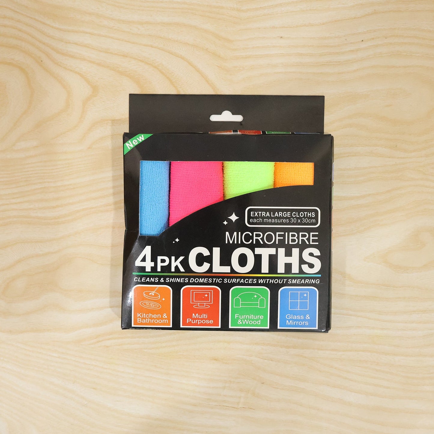 4 piece microfibre cloth set for home and kitchen cleaning