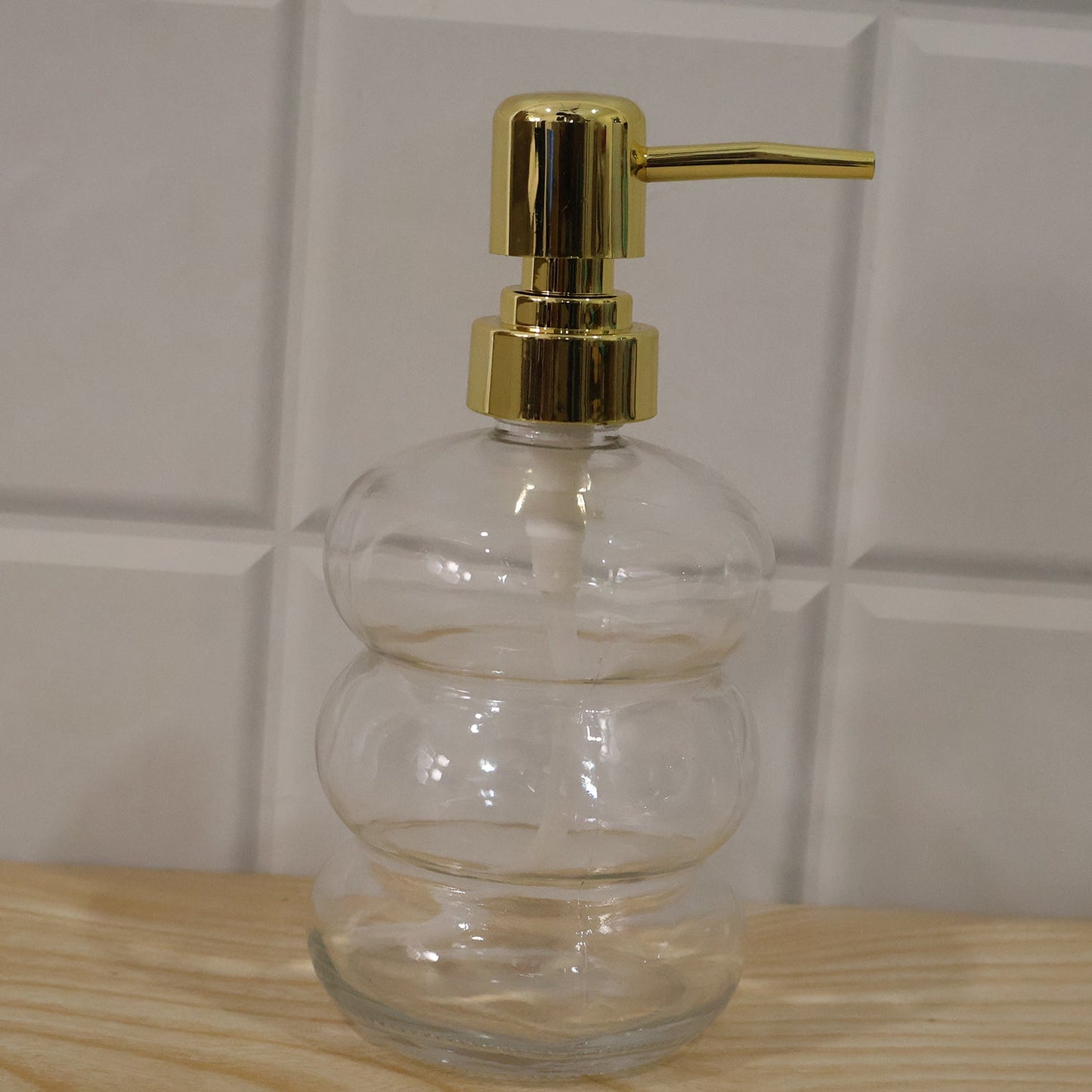 Decorative transparent glass soap dispenser for modern homes