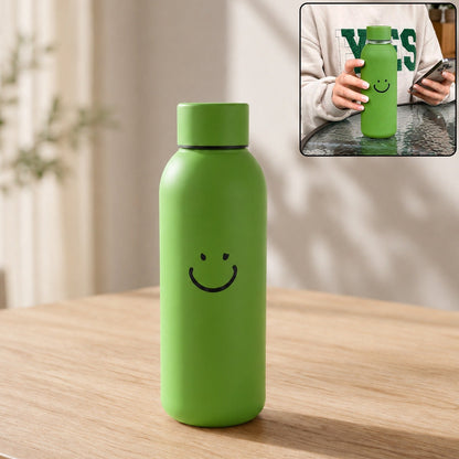 400 ML Smiley Face Glass Travel Water Bottle with Sleeve
