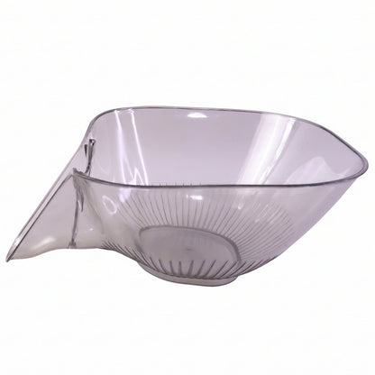 Side view of the lightweight, compact plastic strainer basket