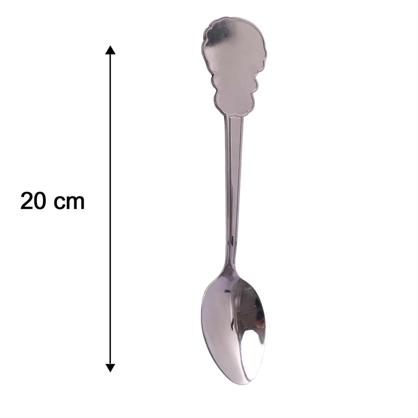 Detailed size guide for the stainless steel carved handle dinner spoon.