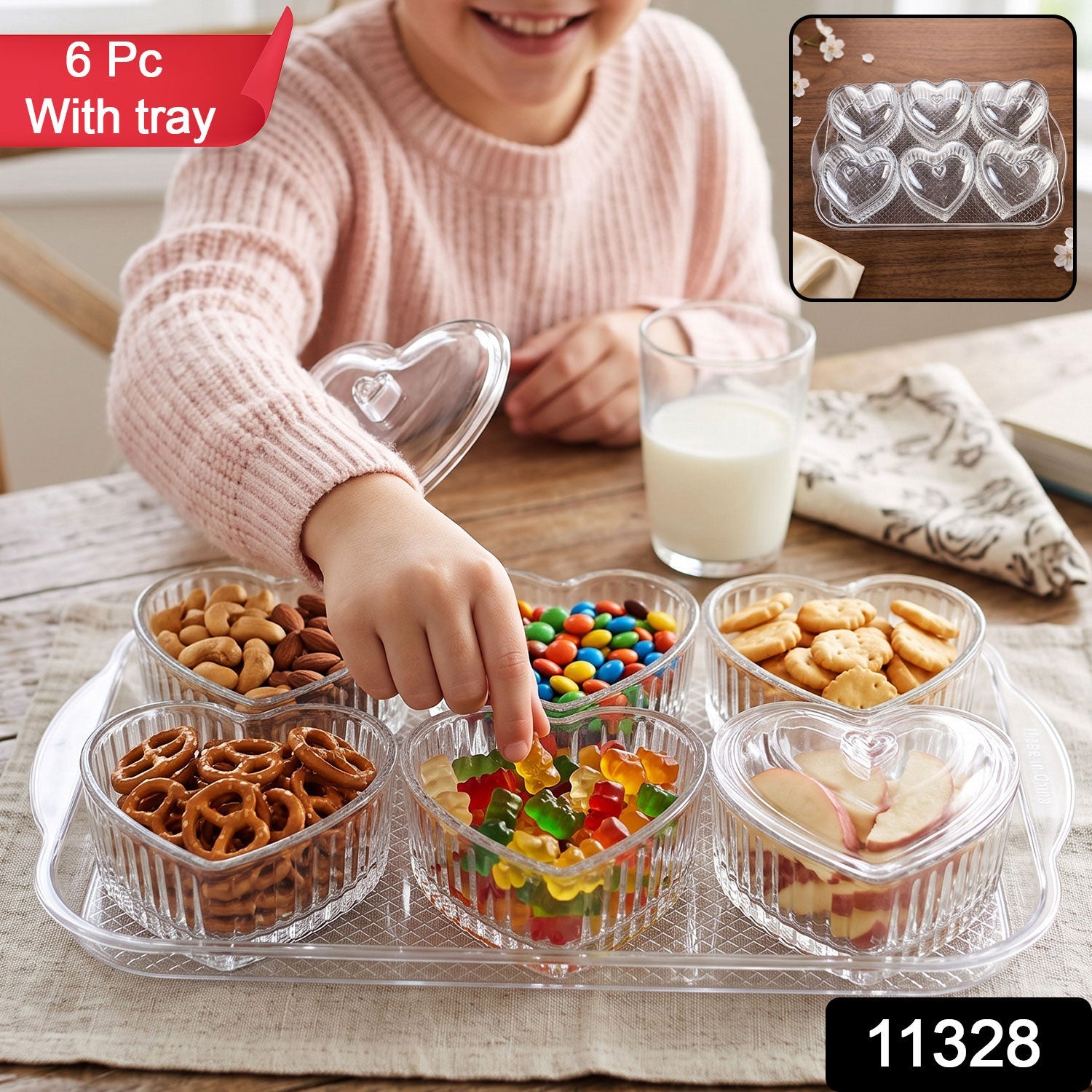 Glass dessert bowls with tray
