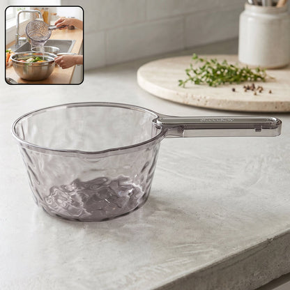 Bathroom water scoop handle with textured design