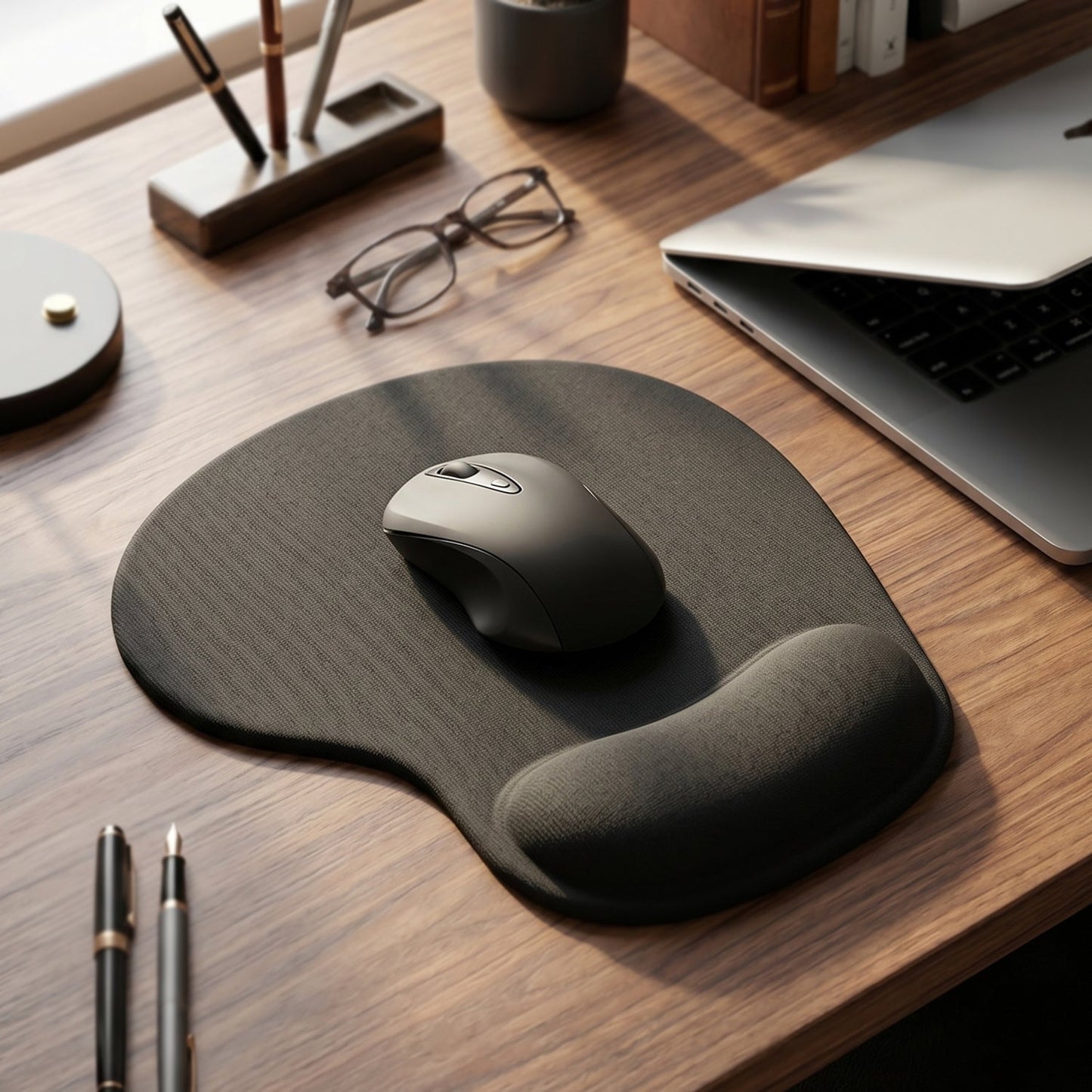 Underside of mouse pad showing non-slip rubber base