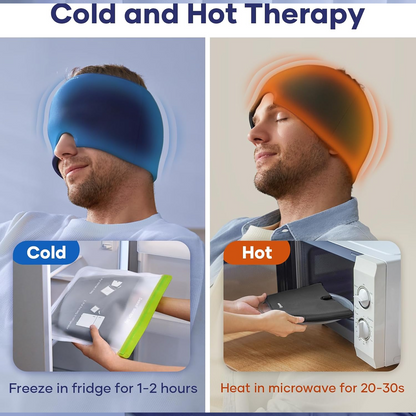 Men wearing migraine relief cooling cap