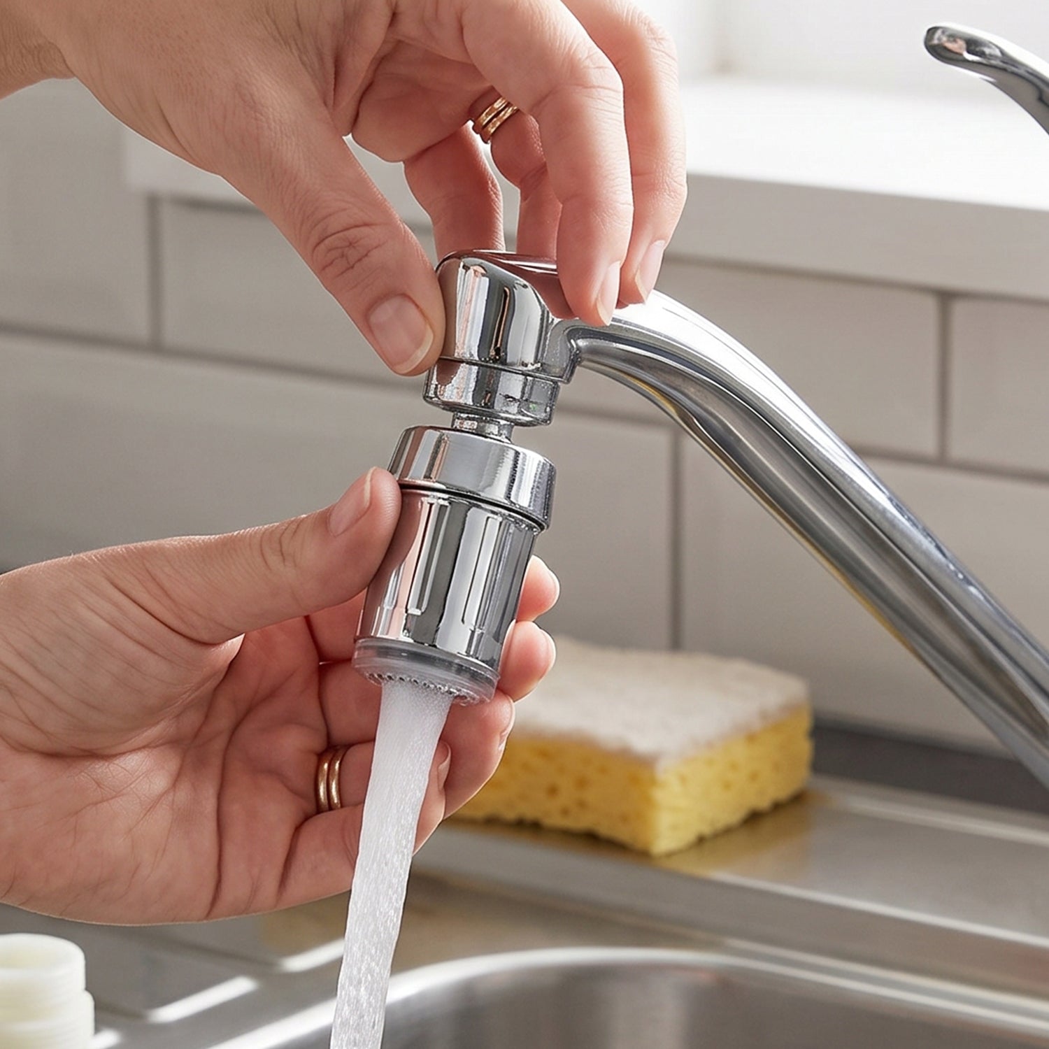 Splash proof filter aerator reduces water splashing