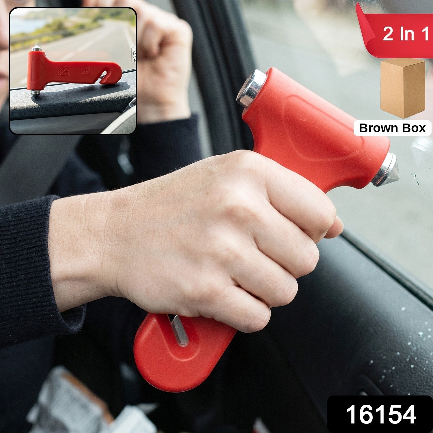 Emergency window breaker hammer with built in seatbelt cutter for cars