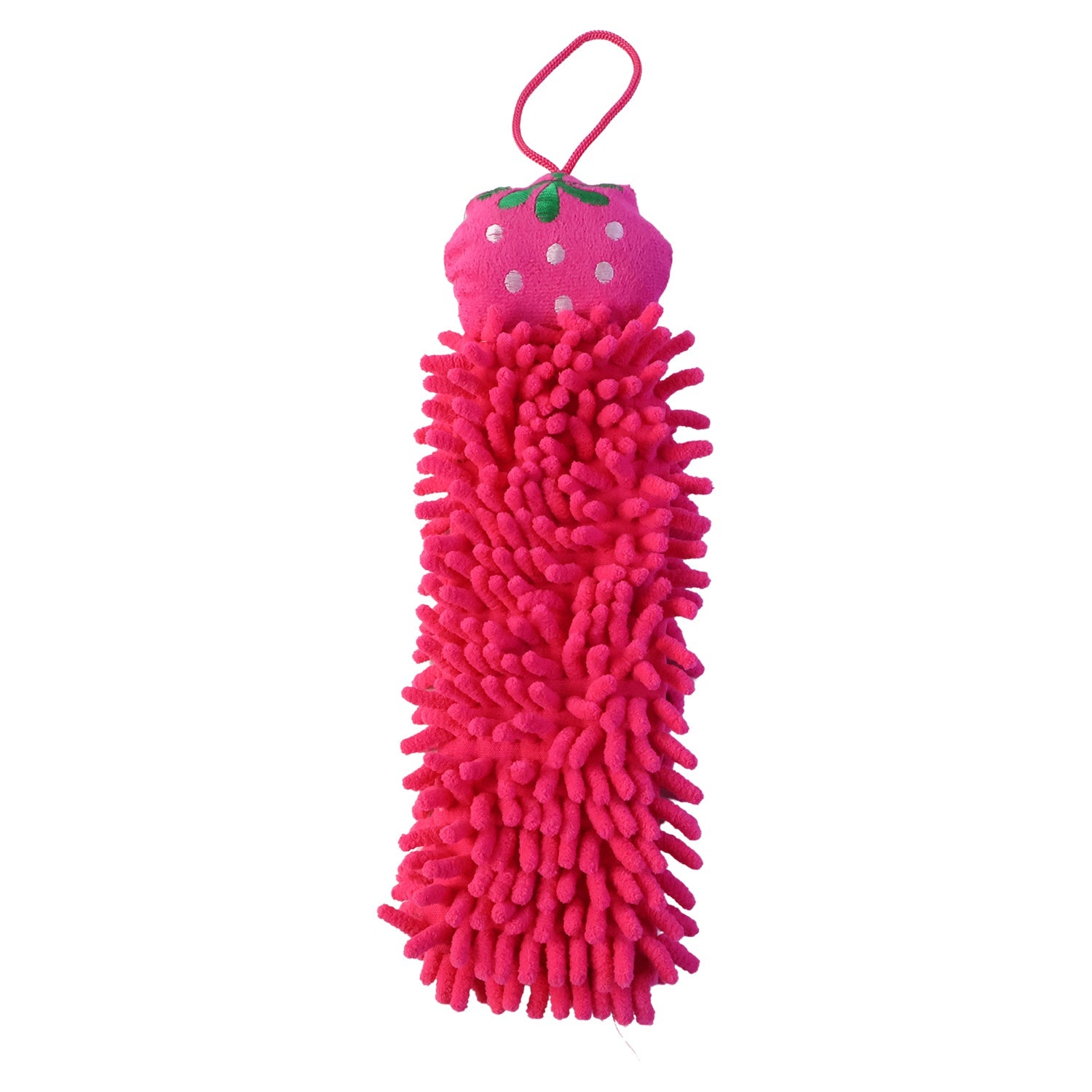Microfiber chenille hanging hand towel isolated on white background