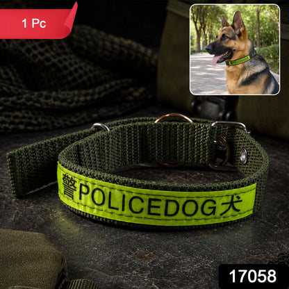 Packaging for a reflective heavy duty nylon dog collar.