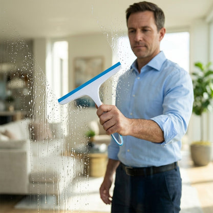 Handheld squeegee wiper cleaning glass