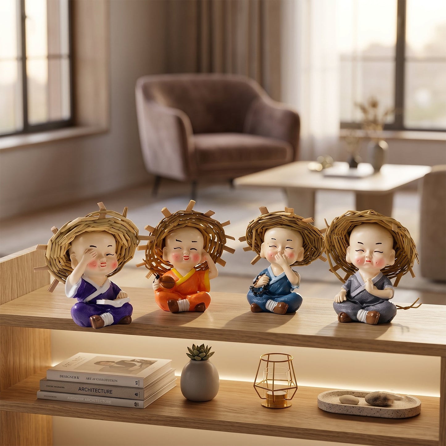 Baby monk Buddha decorative figurine set - image 7