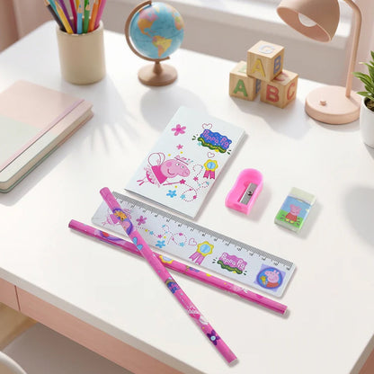 Stationery combo contents including eraser and sharpener