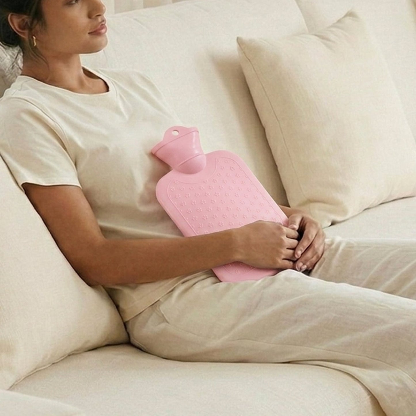 Reusable hot water therapy bag used for soothing warmth