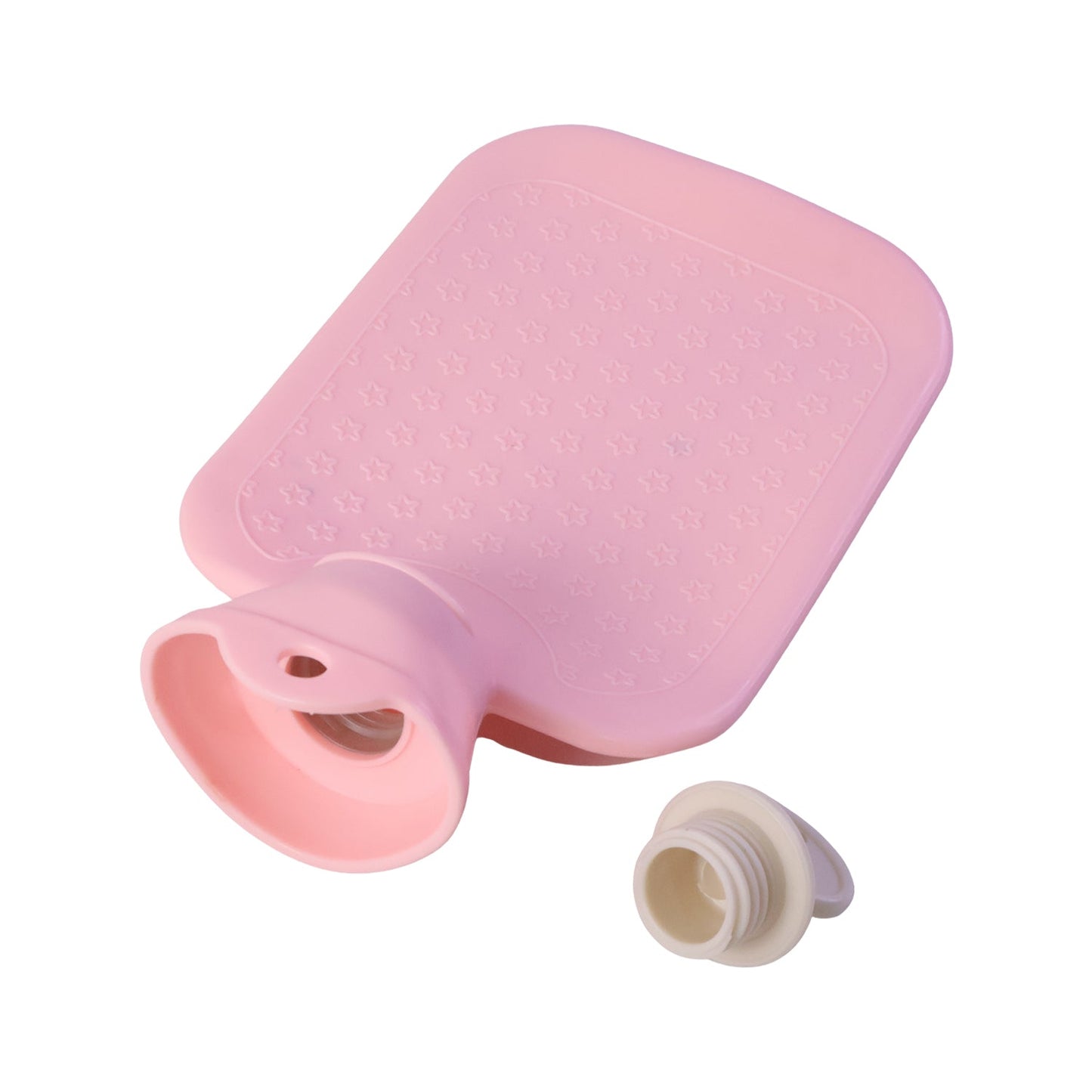 Reusable hot water therapy bag and screw cap on white background