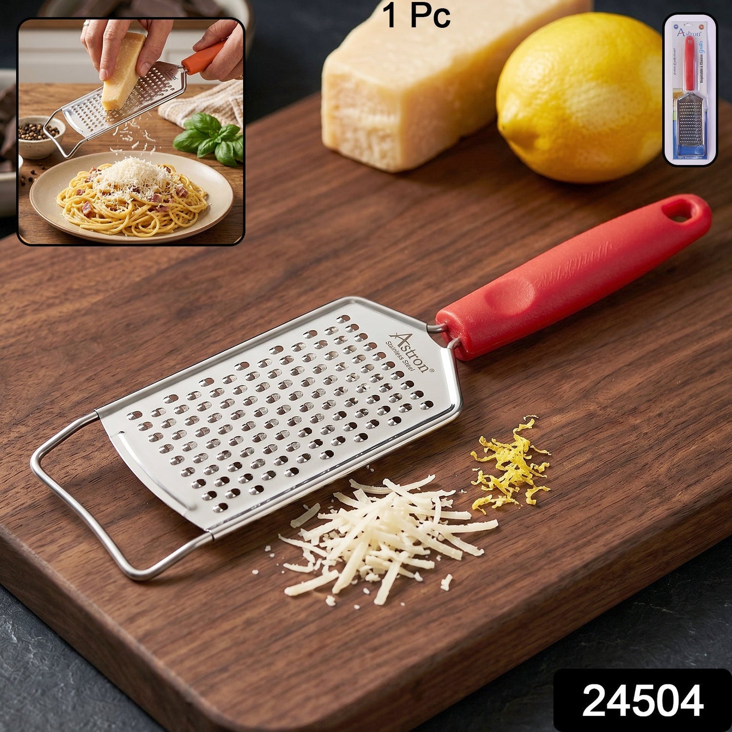Set of handheld cheese graters with plastic handles for food prep