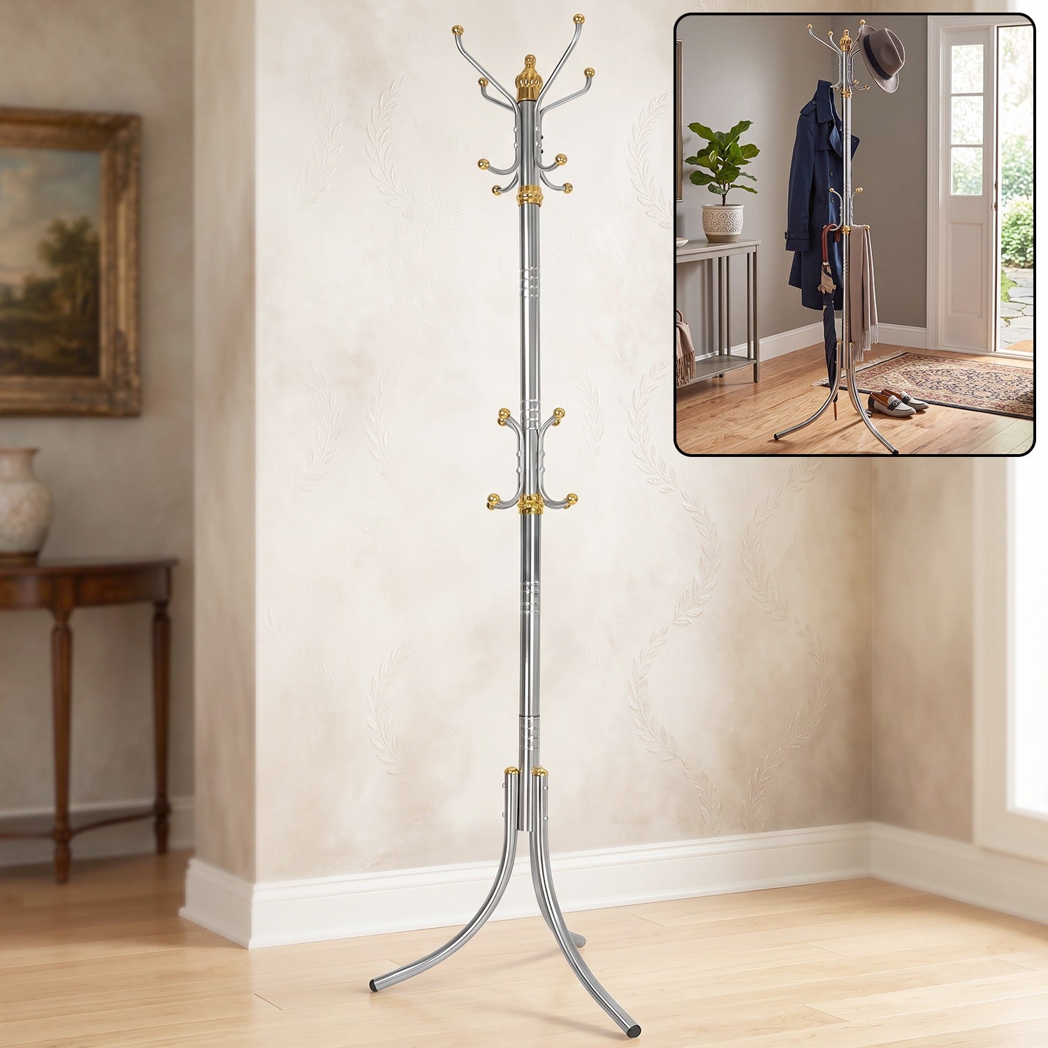 Metal floor standing coat rack