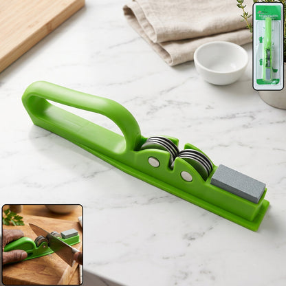 Quick knife sharpener with handle for home kitchens