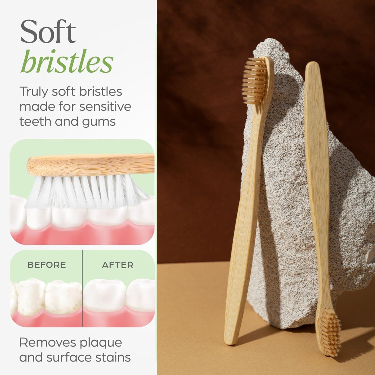 Women Bamboo Toothbrush Set Soft Bristles Eco Friendly