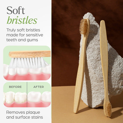 Women Bamboo Toothbrush Set Soft Bristles Eco Friendly