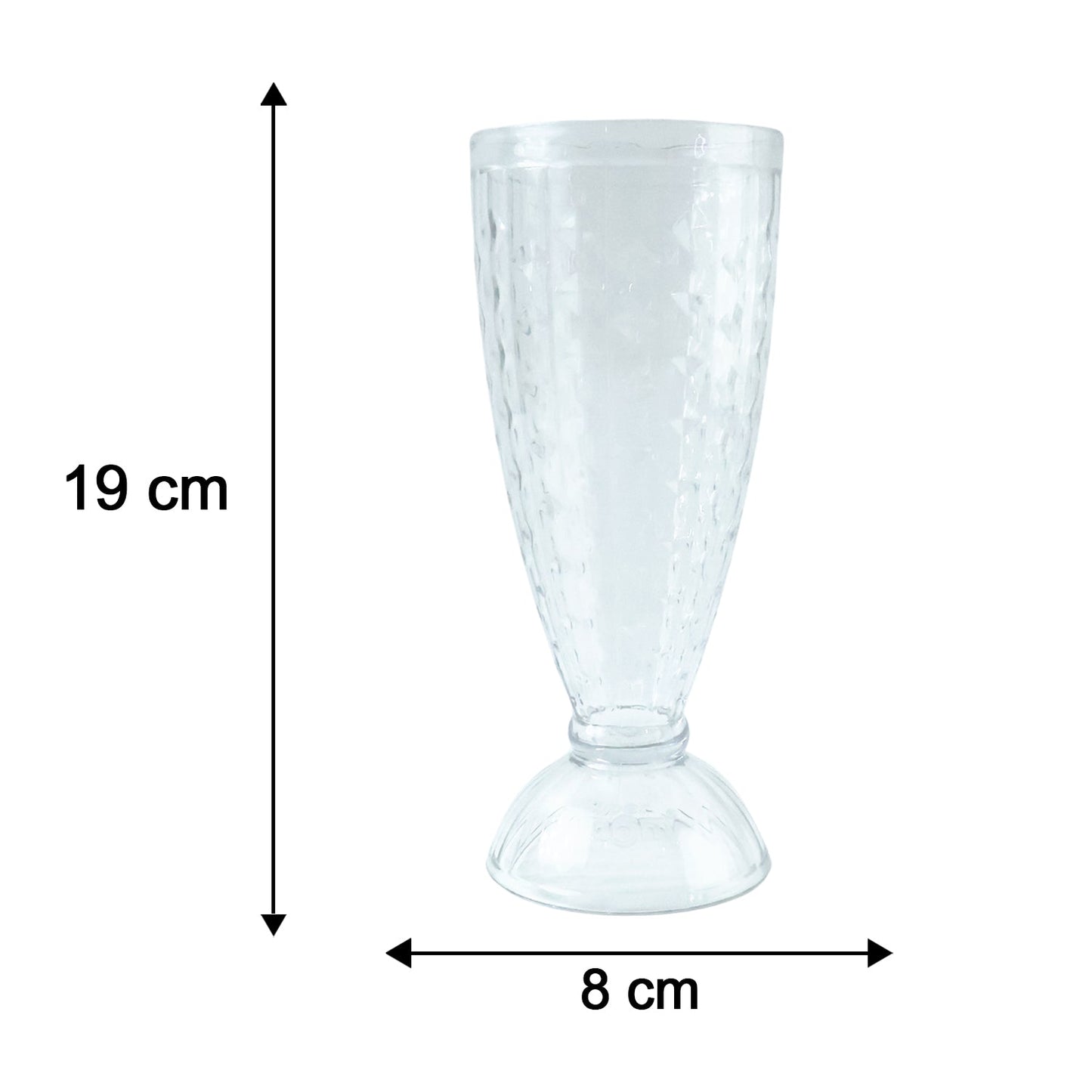 Size illustration of unbreakable plastic drinking glass