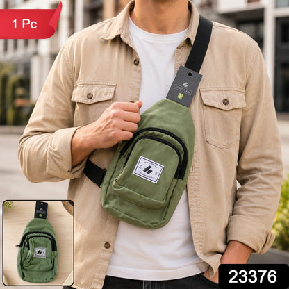 Men Multi Pocket Sling Crossbody Chest Bag Canvas