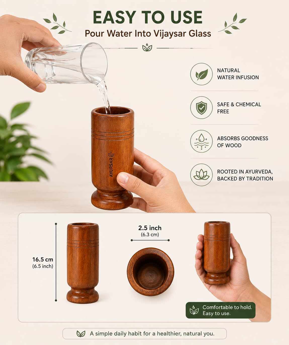 Weight Loss & Body Detox Wooden Water Glass (Purely Natural)