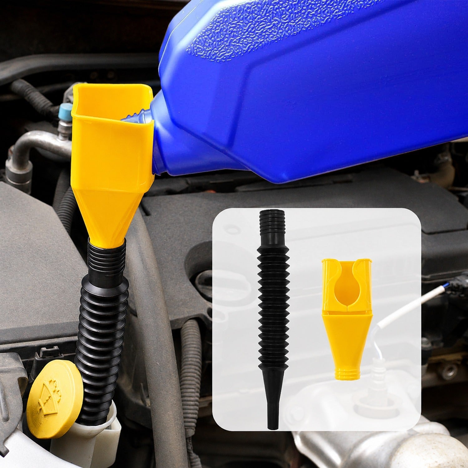 Flexible plastic funnel oil fuel filling