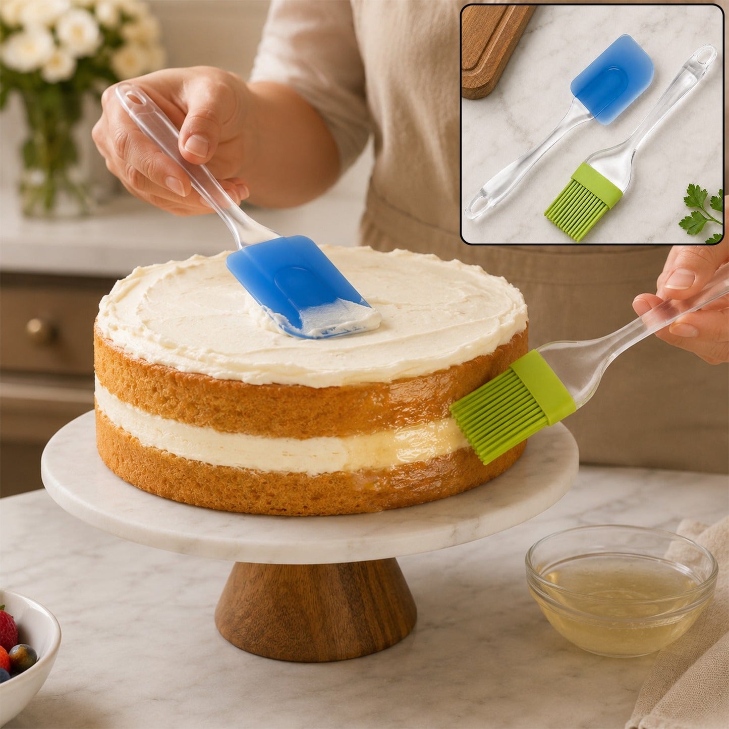 Silicone Cake Pastry Brush & Spatula Baking Set