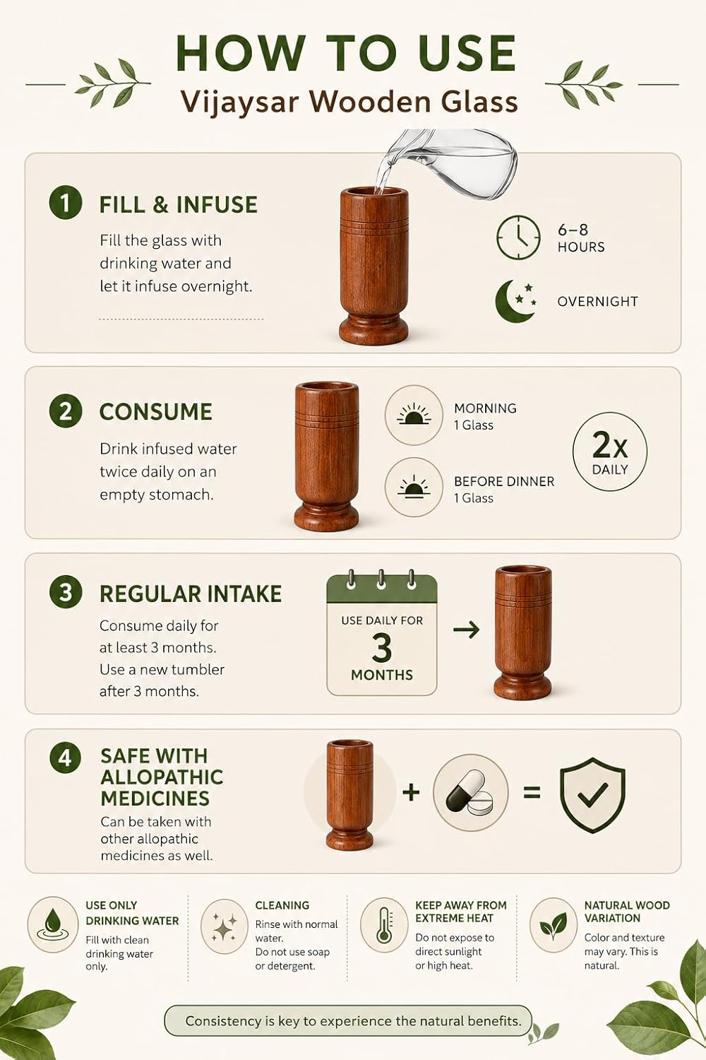 Weight Loss & Body Detox Wooden Water Glass (Purely Natural)