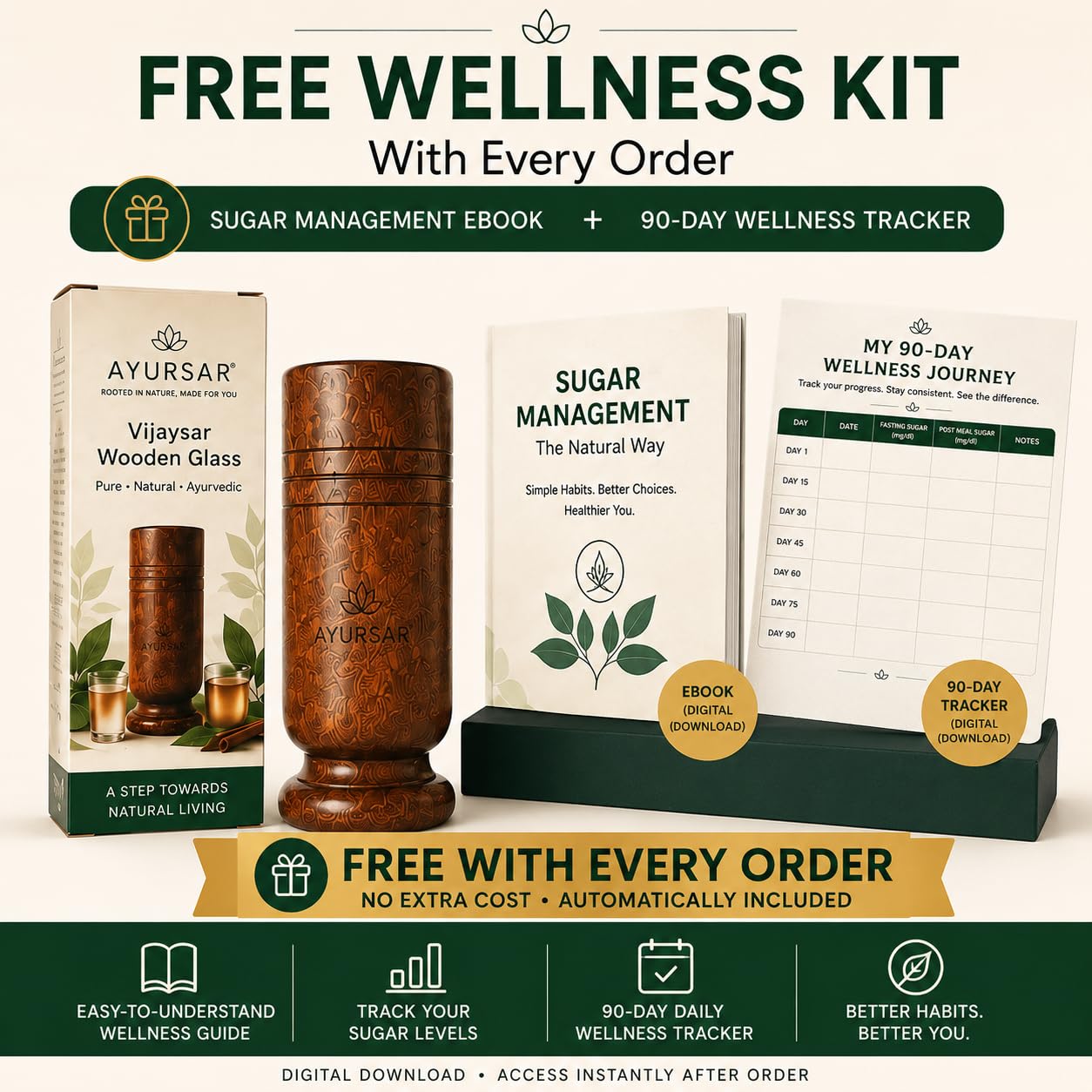 Weight Loss & Body Detox Wooden Water Glass (Purely Natural)