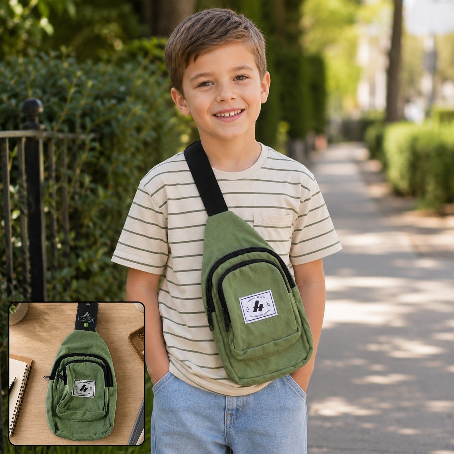 Kids Multi Pocket Sling Crossbody Chest Bag Canvas