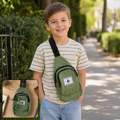 Kids Multi Pocket Sling Crossbody Chest Bag Canvas