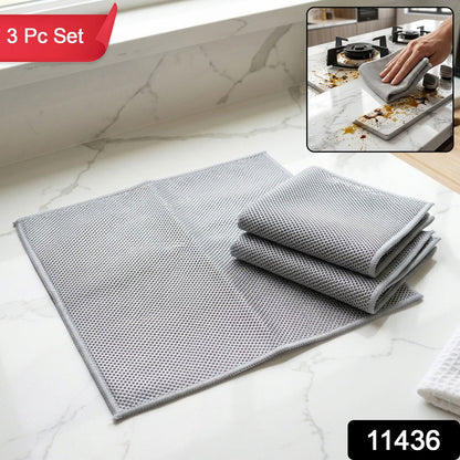 Dual Sided Microfiber Cleaning Towel for Kitchen, 3 Pc