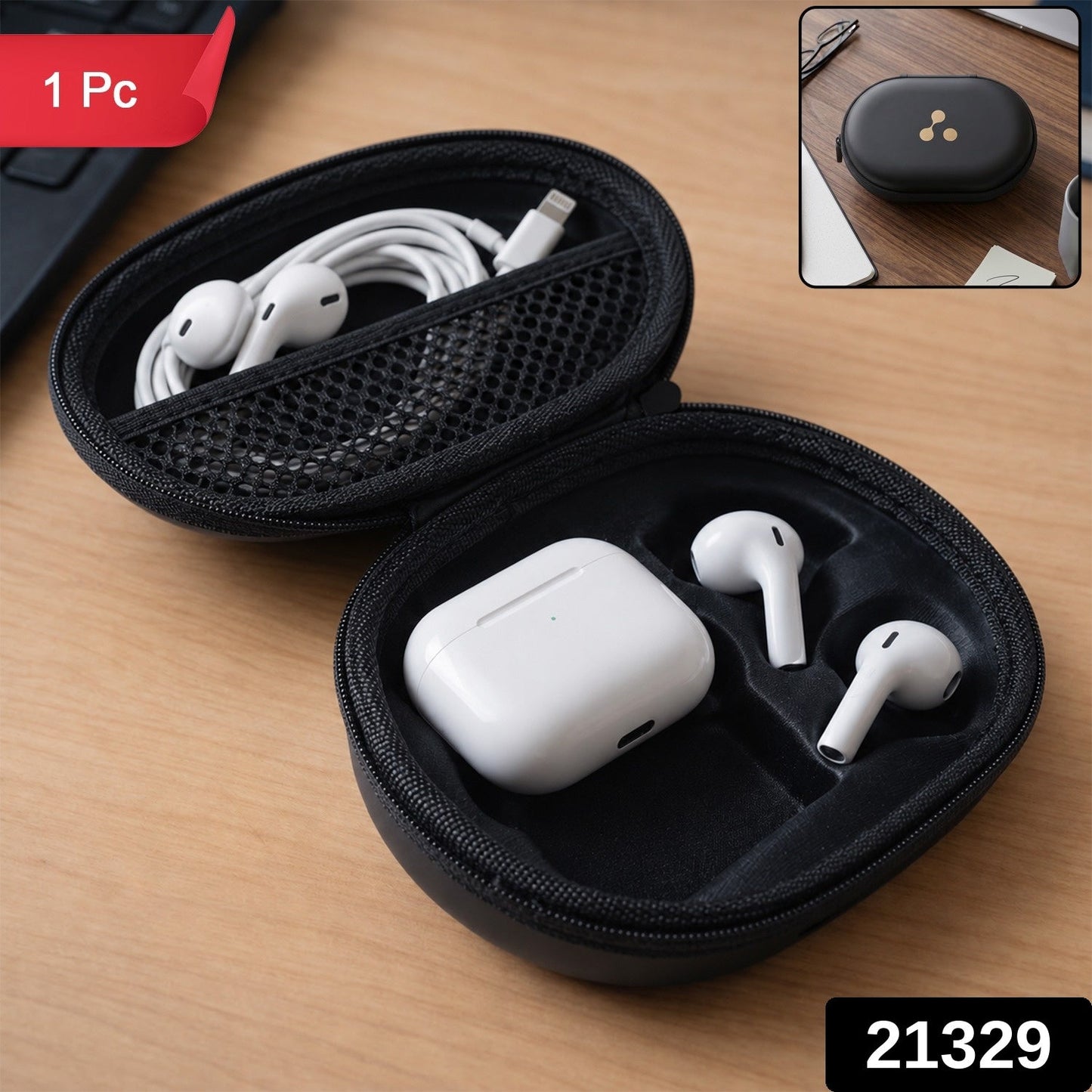 Hard Shell Bluetooth Earbuds Protective Case with Zipper