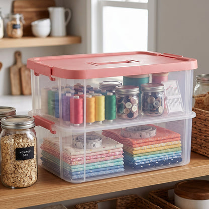 See through plastic storage container with lid, 2XL size