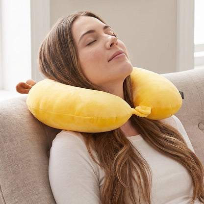 Soft animal U shaped pillow for planes, cars and trains
