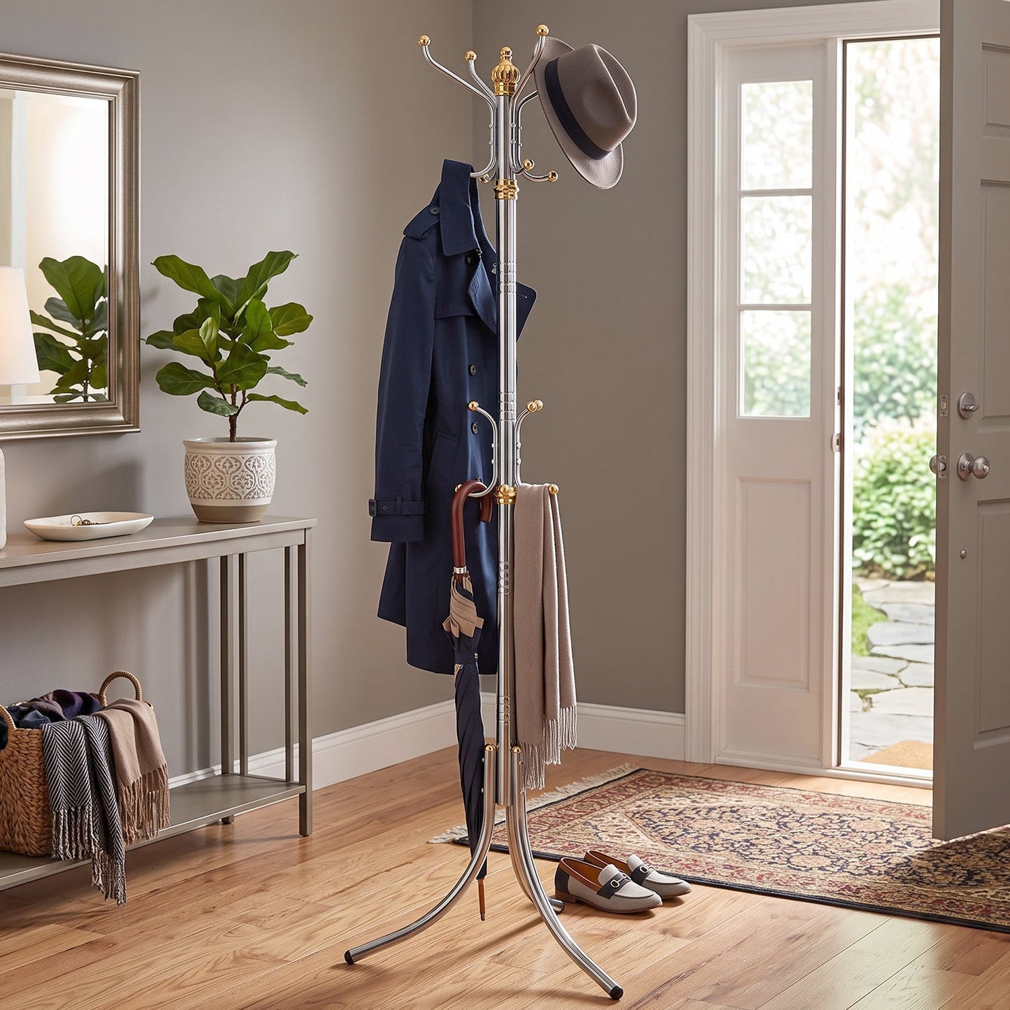 Clothes stand coats bags hanging