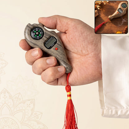 Wooden digital tasbih counter, handheld LCD mantra jaap counter with compass (1 pc)