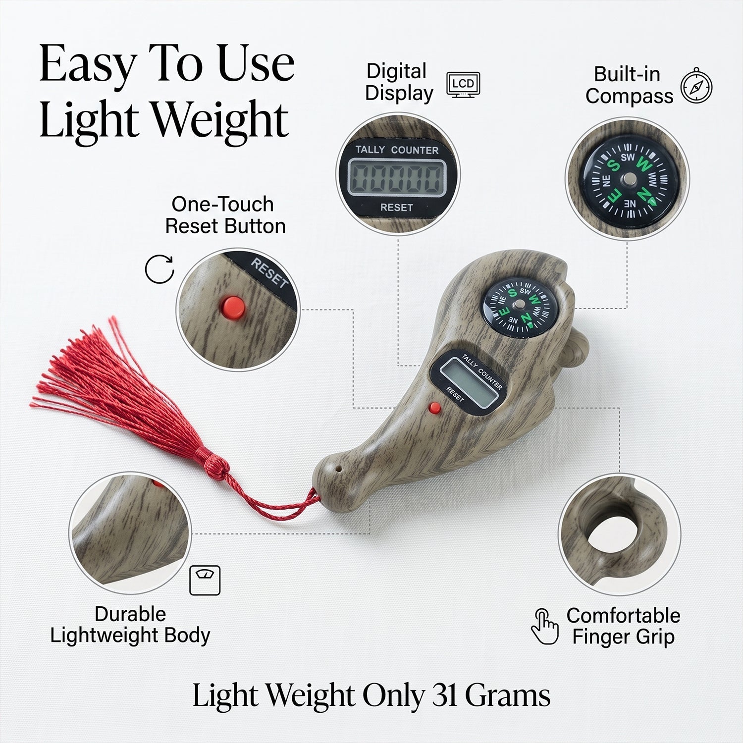 Wooden electronic tasbih counter for counting recitations