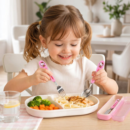 Durable 3 in 1 kids utensil set with storage case