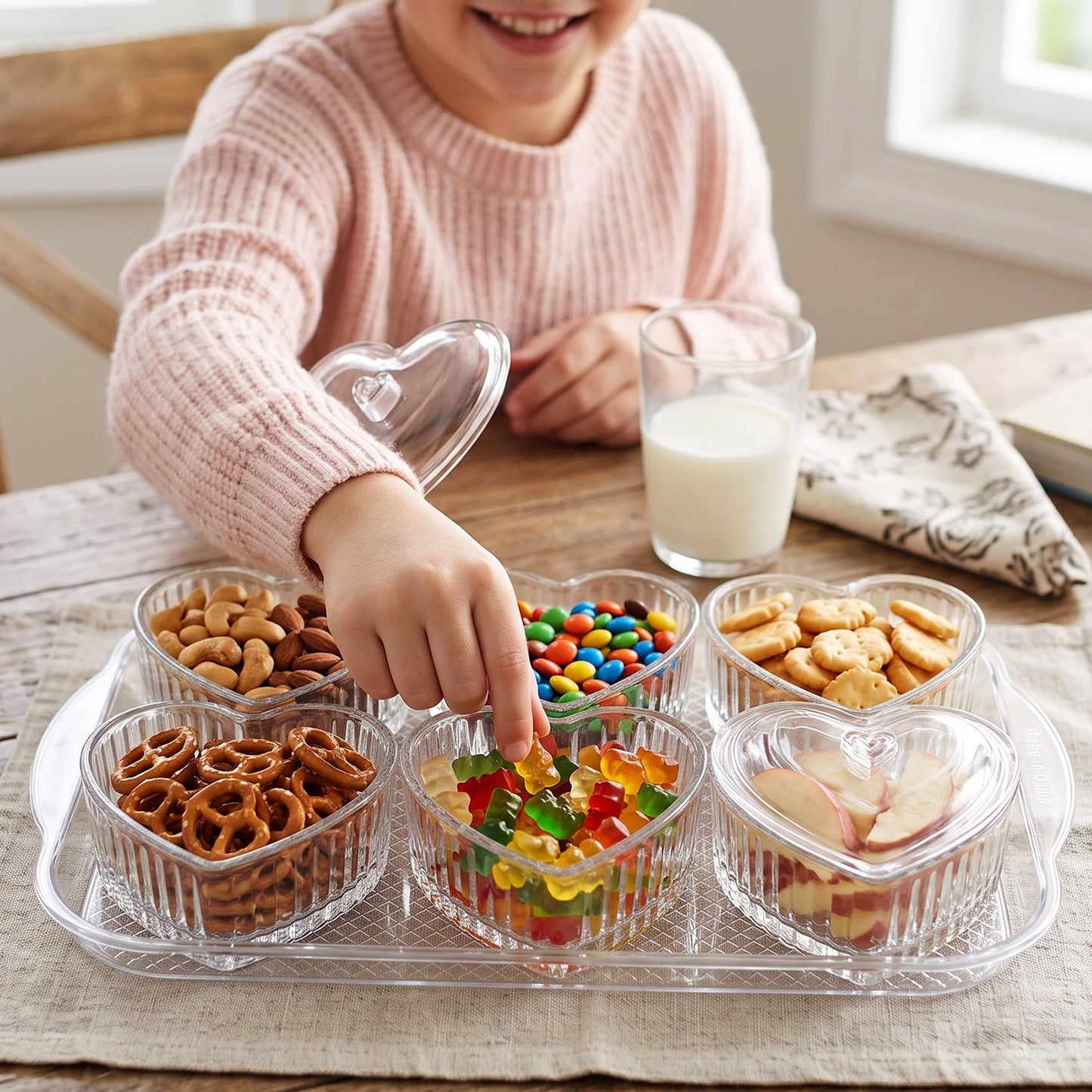Heart bowl set with lids