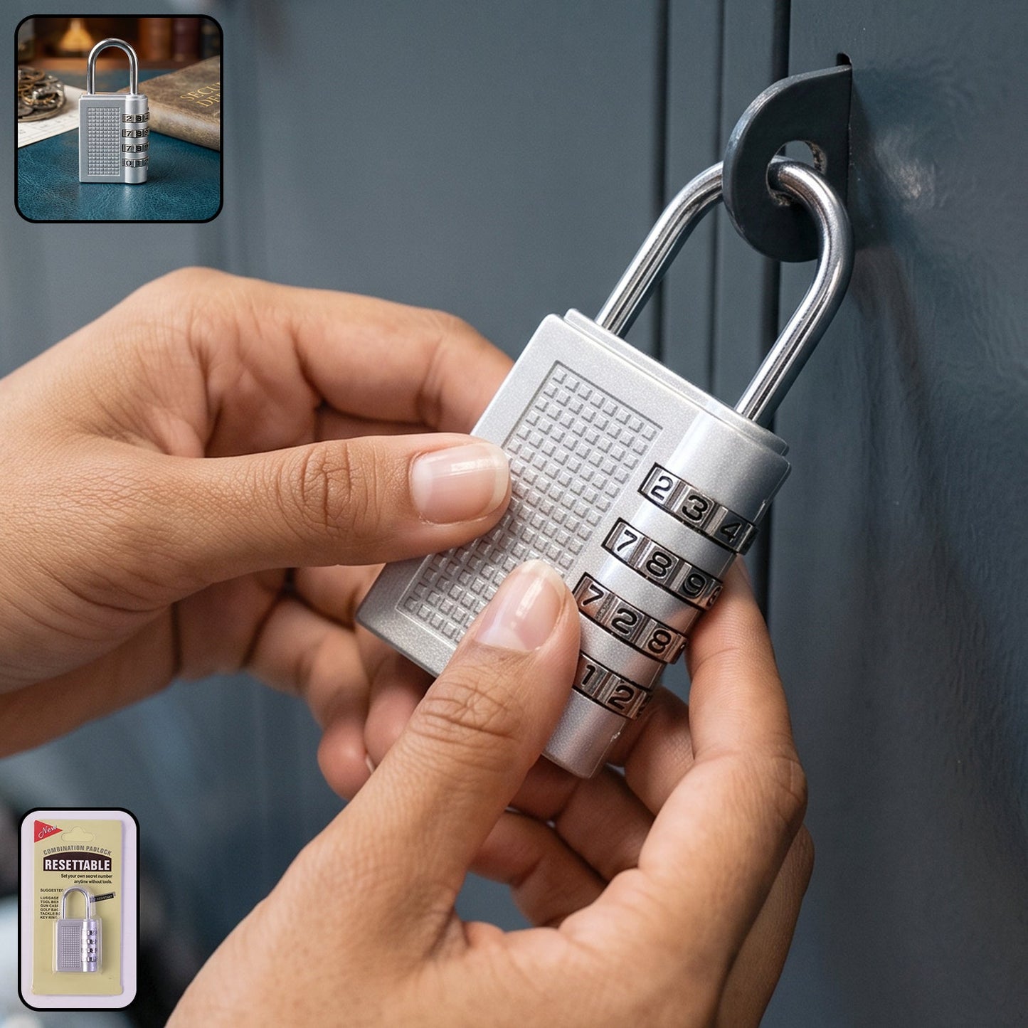 4 Digit Combination Padlock Resettable Number Lock for Luggage and Locker (1 Pc) product image