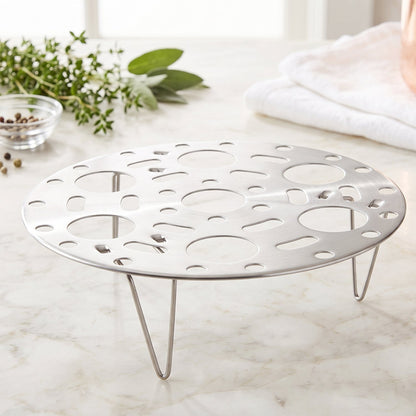 Foldable egg steamer basket rack for steaming in pans
