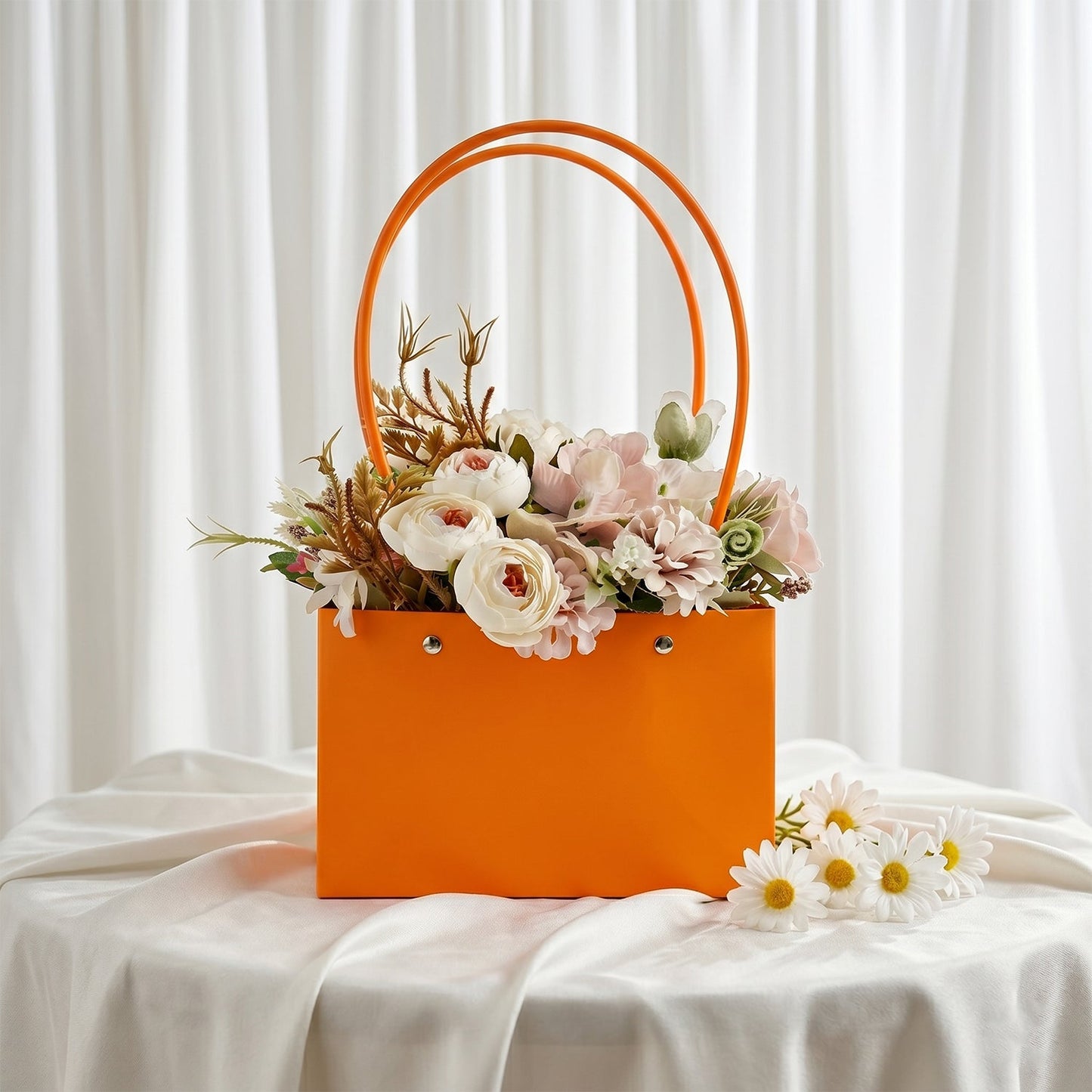 Close-up of flower bag handle detail