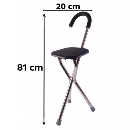 Compact 3 leg cane stool for travel, queues and short breaks