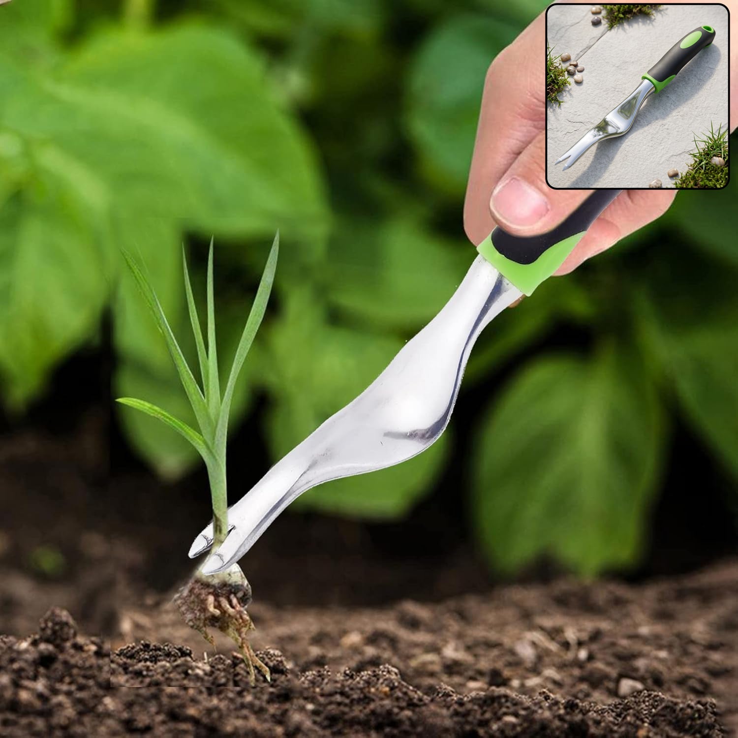 Garden hand weeder cultivator tool and weed remover with ergonomic handle (1 pc)