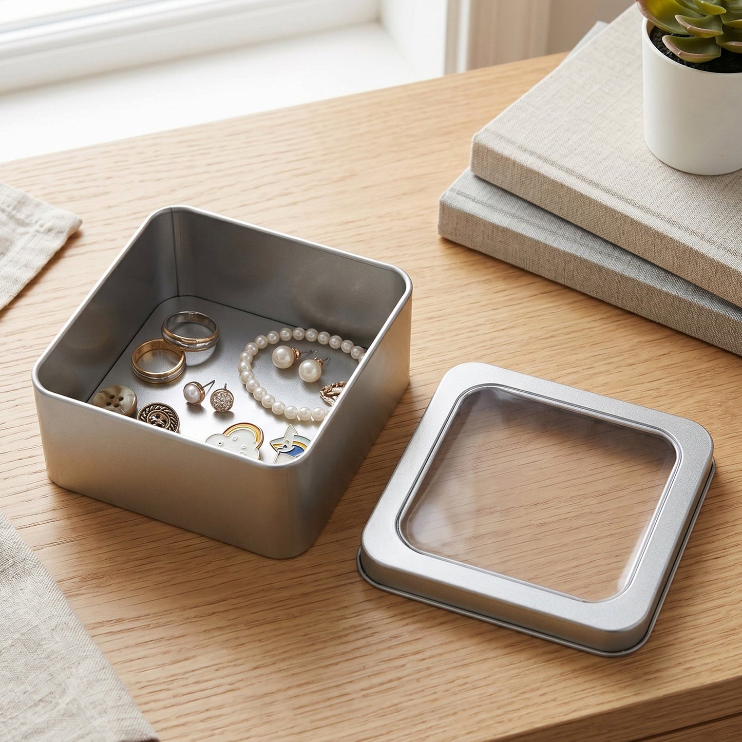 Metal box small items secure lid