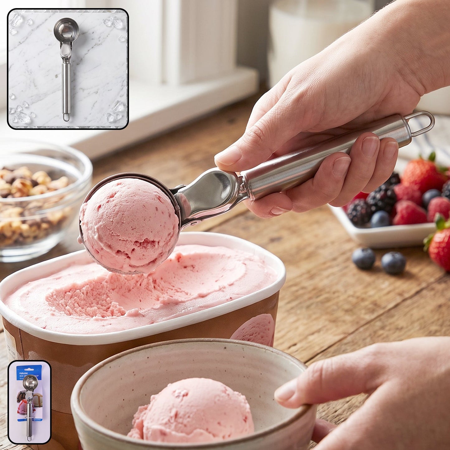 Stainless steel trigger release ice cream scoop and cookie dough scooper (1 pc)