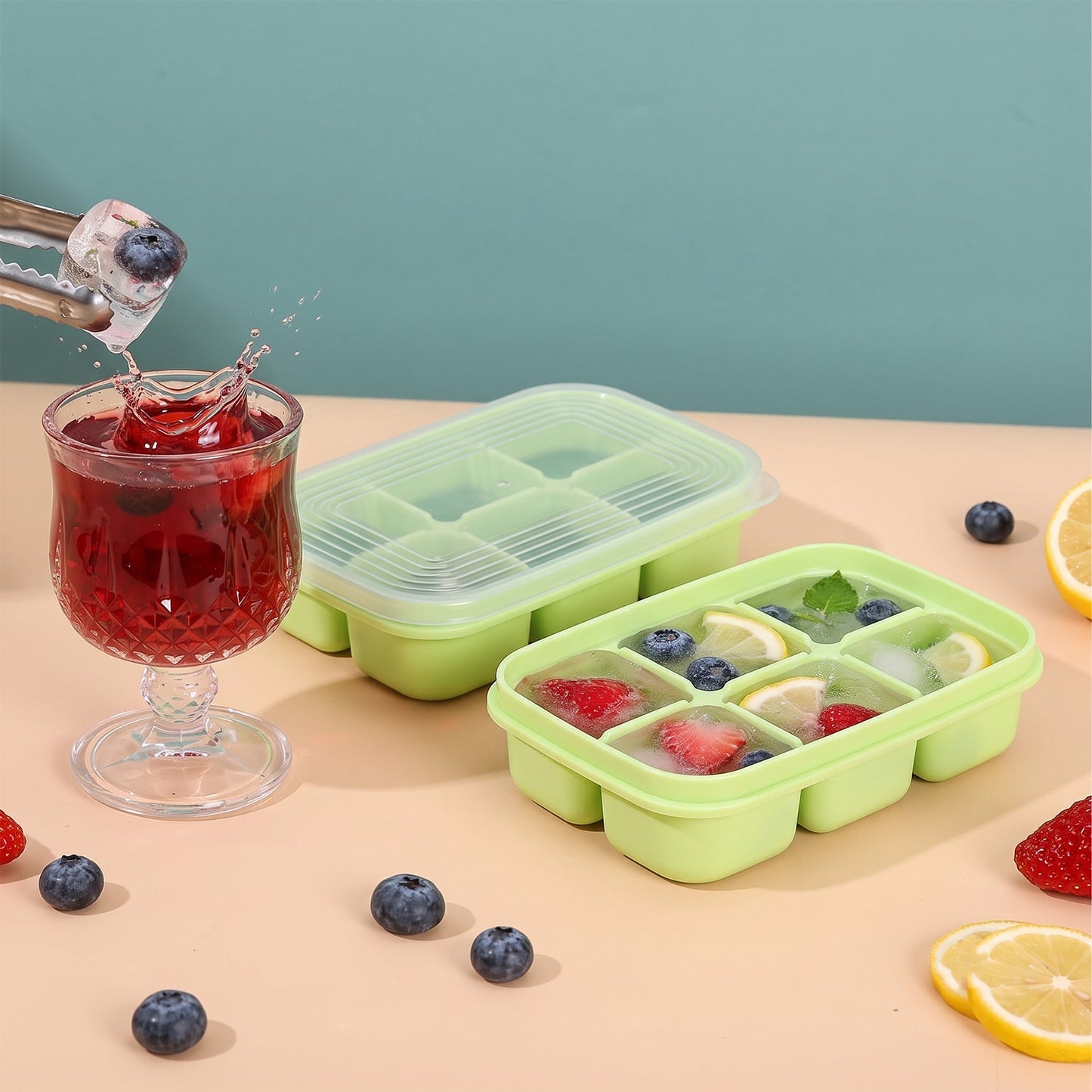 Mini Plastic 6 Cavity Fridge Storage Tray Ice Cube