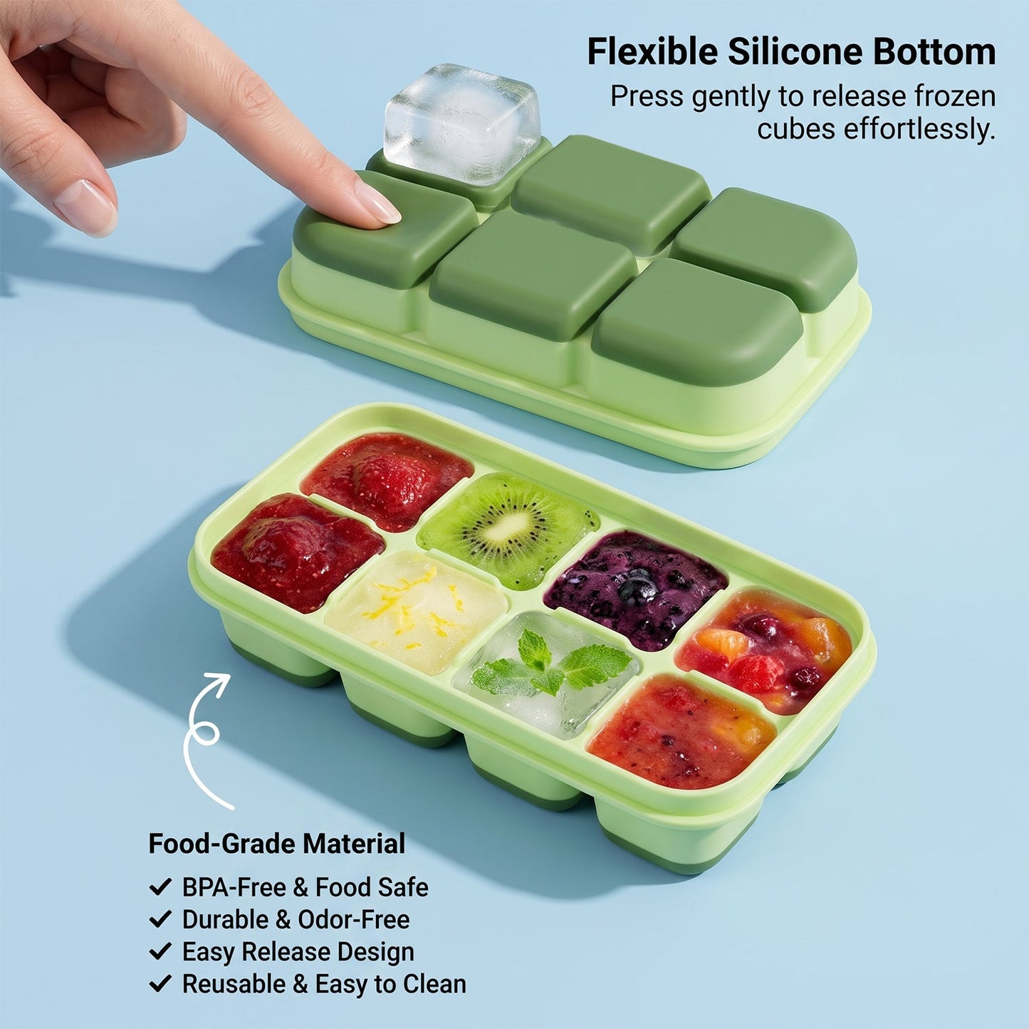 Mini Plastic 6 Cavity Fridge Storage Tray Ice Cube